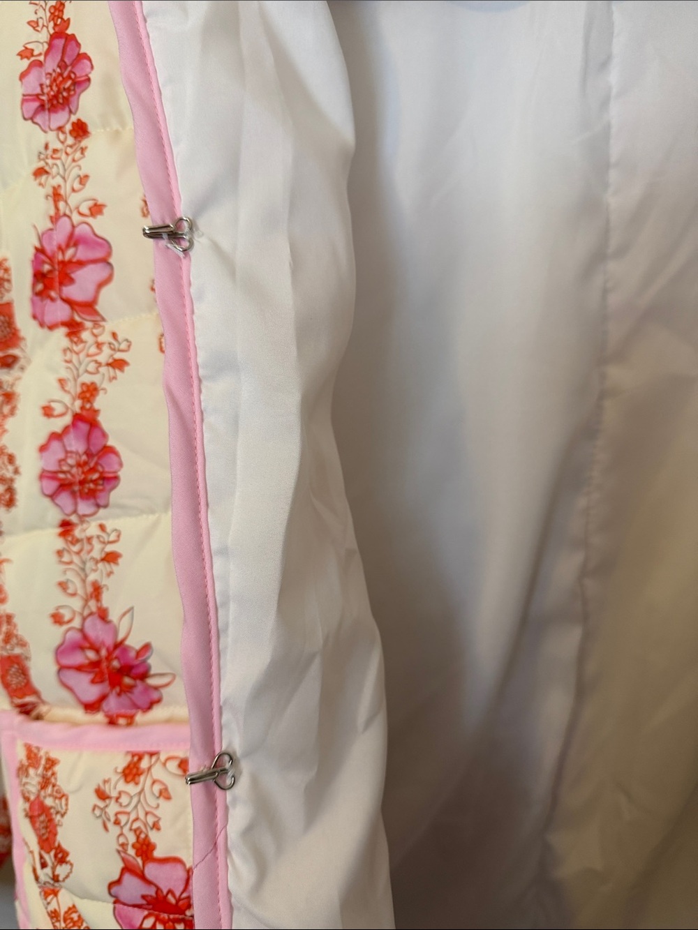 Amazon Quilted Floral Puffer Jacket in Cream and Pink - Picture 3 of 5
